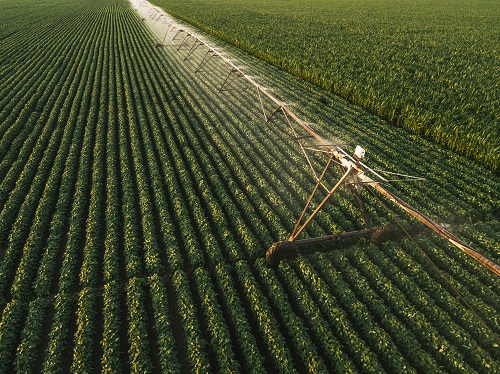 Aerial view of irrigation equipment