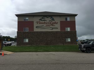 TimberLake Motel featuring its new sign.