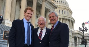 Political Science instructor Steve Wenzel is pictured with Congressman Joseph Kennedy, D-Massachusetts, left, and Congressman Rick Nolan, D-Minnesota, right, at the U.S. Capitol last week in Washington, D. C.