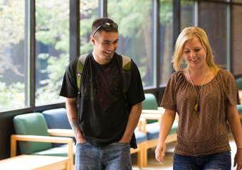 students walking in hallway